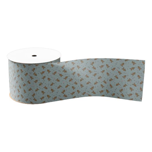 Gingerbread Man en vrouw lint op blauwgroen (Spoel)