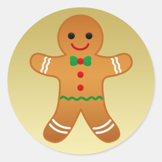 Gingerbread Man | Faux Gold Kerst sticker (Voorkant)