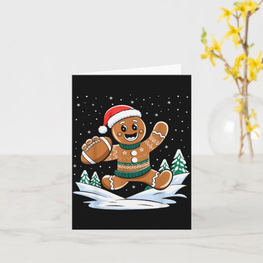 Gingerbread Man Football Ugly Christmas Pajamas Co Kaart (Gele Bloem)