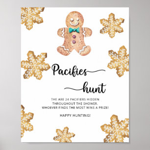 Gingerbread man - fopspeen jacht baby shower spel poster