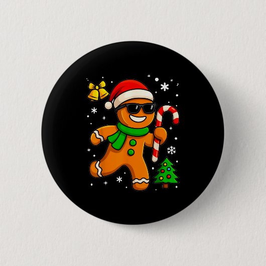 Gingerbread Man Funny Christmas Cookie Costume Bak Ronde Button 5,7 Cm (Voorkant)