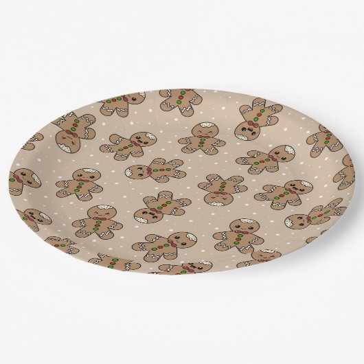 Gingerbread man geometrisch patroon papieren bordje (Gekanteld)
