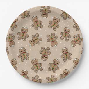 Gingerbread man geometrisch patroon papieren bordje