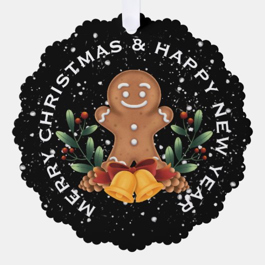 GINGERBREAD MAN, GEPERSONALISEERDE KERST ORNAMENT KAART (Voorkant)