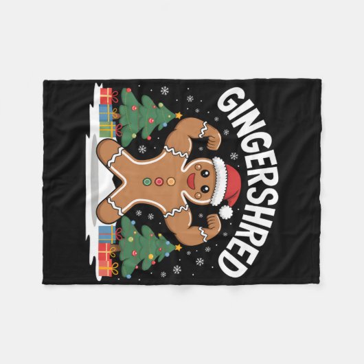 Gingerbread Man Gingershred Funny Gym Workout Chri Fleece Deken (Voorkant (Horizontaal))