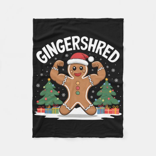 Gingerbread Man Gingershred Funny Gym Workout Chri Fleece Deken (Voorkant)