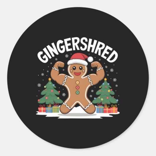 Gingerbread Man Gingershred Funny Gym Workout Chri Ronde Sticker (Voorkant)