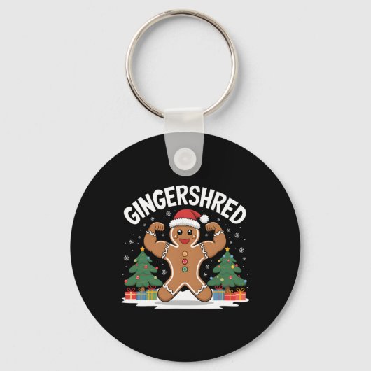 Gingerbread Man Gingershred Funny Gym Workout Chri Sleutelhanger (Voorkant)