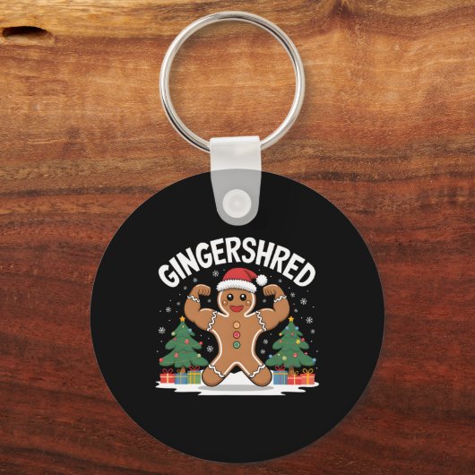 Gingerbread Man Gingershred Funny Gym Workout Chri Sleutelhanger (Voorkant)
