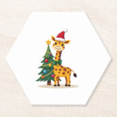 Gingerbread Man Giraffe Santa Hat Christmas Tree T Kartonnen Onderzetters (Voorkant)