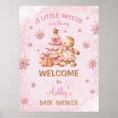 Gingerbread Man Girl Christmas Baby Shower Poster (Voorkant)