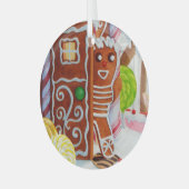 GINGERBREAD MAN Glass Circle Ornament (Voorkant links)