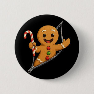 Gingerbread Man Grappige Kerst Koek Koning Schatti Ronde Button 5,7 Cm