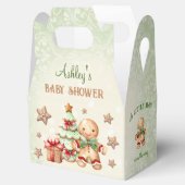 Gingerbread Man Green Christmas Baby shower Gable Bedankdoosjes (Geopend)