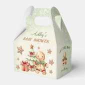 Gingerbread Man Green Christmas Baby shower Gable Bedankdoosjes (Voorkant Zijde)