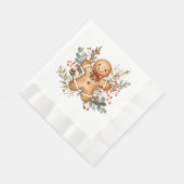 Gingerbread Man Greenery Foliage Christmas Napkin Servet (Hoek)