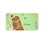 Gingerbread Man Groene Sticker Gift Label (Voorkant)