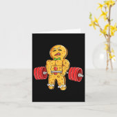 Gingerbread Man Gym Bodybuilding Gewichtheffen Chr Kaart (Gele Bloem)