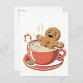 Gingerbread Man Het nemen van een Matcha Bathub Ke Uitnodiging Briefkaart (Voorkant / Achterkant)