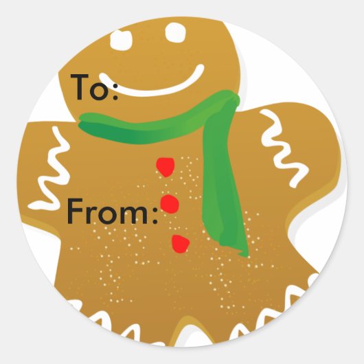Gingerbread Man Holiday Gift Label Stickers (Voorkant)
