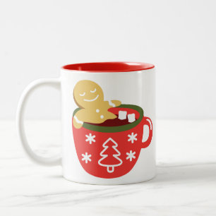 Gingerbread Man Hot Chocolade Jacuzzi Tweekleurige Koffiemok