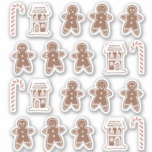 Gingerbread Man House Candy Cane Kerstkoekje Sticker (Voorkant)