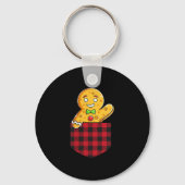 Gingerbread Man In Cket Funny Christmas Cookie Boy Sleutelhanger (Voorkant)