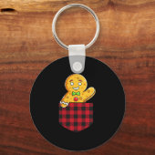 Gingerbread Man In Cket Funny Christmas Cookie Boy Sleutelhanger (Voorkant)