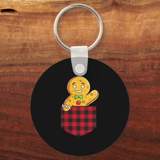 Gingerbread Man In Cket Funny Christmas Cookie Boy Sleutelhanger (Voorkant)