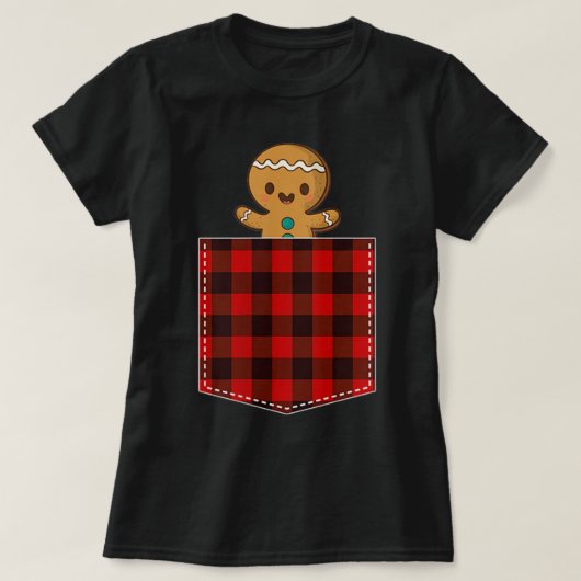 Gingerbread Man in Plaid Pocket T-shirt (Design voorkant)