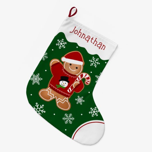 Gingerbread Man in Sweater Grote Kerstsok (Voorkant (Hangend))