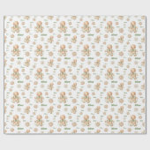 Gingerbread Man Jongen Naam Tekst Kerstmis Cadeaupapier (Vlak)