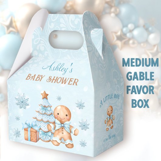 Gingerbread Man Kerst Baby shower Medium Gable Bedankdoosjes
