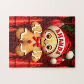 Gingerbread Man Kerst Gepersonaliseerde Kinderen Legpuzzel (Horizontaal)