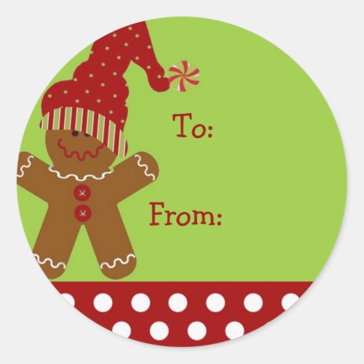 Gingerbread Man Kerst Gift Label (Voorkant)