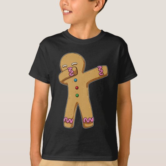 Gingerbread man kerst hip hop dans dab t-shirt (Voorkant)