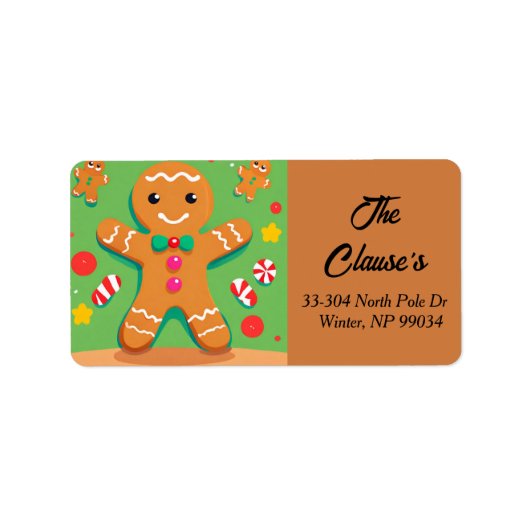 Gingerbread Man Kerst retour adreslabel Etiket (Voorkant)