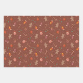 Gingerbread man kerst set van 3 inpakpapier vel (Voorkant 3)