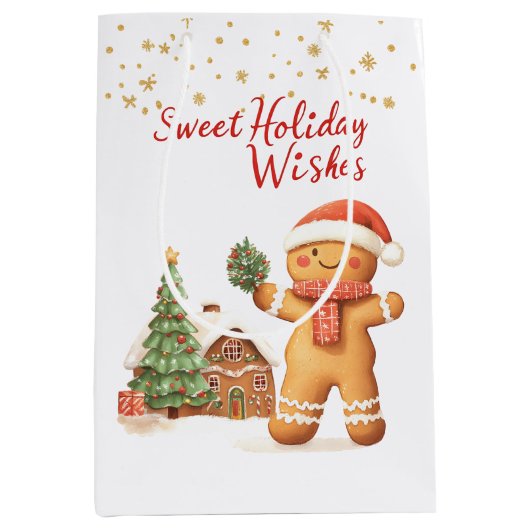Gingerbread Man Kerstboom Medium Cadeauzakje (Voorkant)