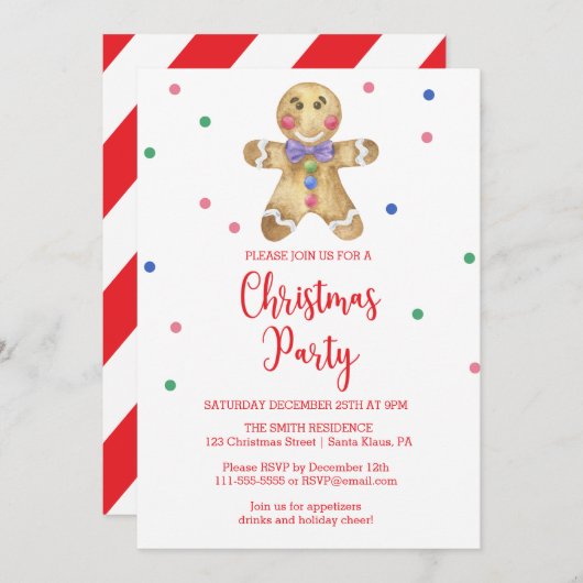 Gingerbread man - Kerstfeest Kaart (Voorkant / Achterkant)