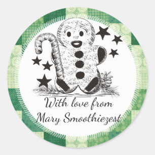 Gingerbread Man Kerstgerechten uit de keuken van Ronde Sticker
