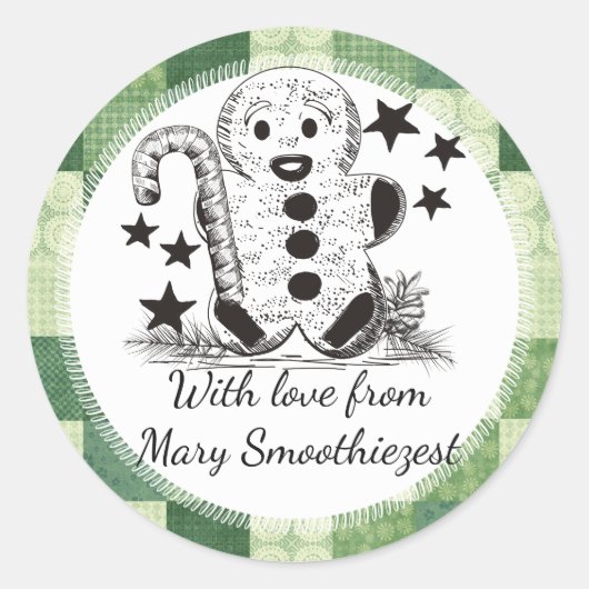 Gingerbread Man Kerstgerechten uit de keuken van Ronde Sticker (Voorkant)