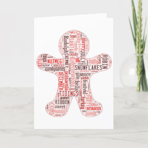 Gingerbread Man kerstkaart. Feestdagen Kaart