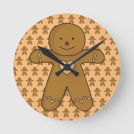 GingerBread Man-kerstkoekje Ronde Klok (Voorkant)