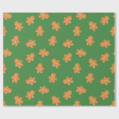 Gingerbread man Kerstmis inpakpapier groen (Vlak)