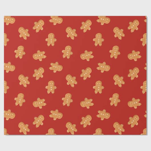 Gingerbread man Kerstmis inpakpapier rood (Vlak)