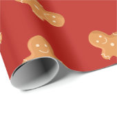 Gingerbread man Kerstmis inpakpapier rood (Rol Hoek)