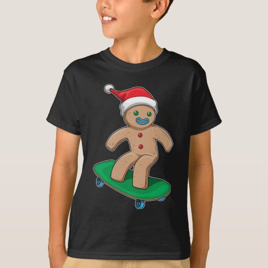Gingerbread man Kerstmis Skateboard T-shirt (Voorkant)