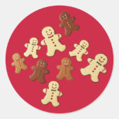 Gingerbread Man Kerstrood Ronde Sticker (Voorkant)