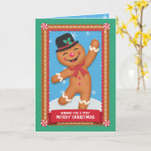 Gingerbread Man | Kerstvakantie Groet Kaart (Gele Bloem)